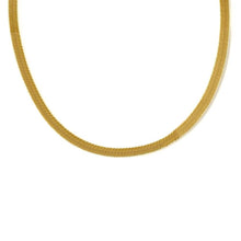 Lade das Bild in den Galerie-Viewer, Breite Herringbone Halskette "5mm" mit 18-Karätiger Vergoldung Necklaces Loanya Gold 35 cm