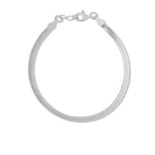 Lade das Bild in den Galerie-Viewer, Breites Herringbone Armband "5mm" mit 18-Karätiger Vergoldung Bracelet Loanya Silber Frauen (15 cm + 4 cm)