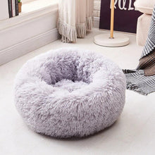 Lade das Bild in den Galerie-Viewer, HYGGENS Rundes Plüsch-Kuschelbett für Hunde und Katzen eConcept Store - Produkte für Dich Hellgrau XS 40 cm