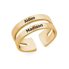 Lade das Bild in den Galerie-Viewer, LOANYA personalisierter Ring mit 2 Namen Loanya Gold
