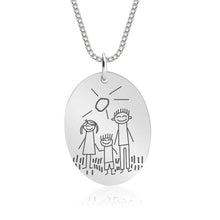 Lade das Bild in den Galerie-Viewer, LOANYA persönliche Kinderzeichnung als Halskette mit ovalem Anhänger Loanya