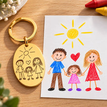 Lade das Bild in den Galerie-Viewer, Ovaler Schlüsselanhänger aus Kinderzeichnung
