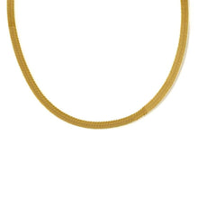 Lade das Bild in den Galerie-Viewer, Breite Herringbone Halskette &quot;5mm&quot; mit 18-Karätiger Vergoldung Necklaces Loanya Gold 35 cm 
