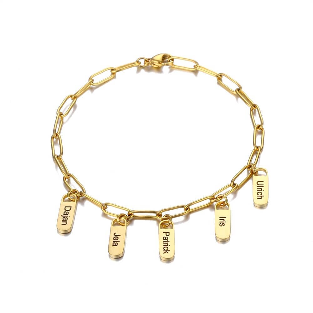 LOANYA Gliederarmband mit personalisierten Anhängern Bracelets Loanya Gold 17 cm 