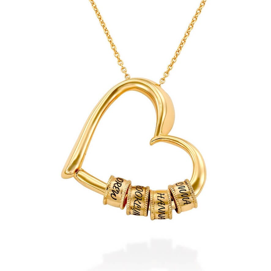 LOANYA Herz Halskette mit personalisierten Beads Loanya Gold 40 - 45 cm 