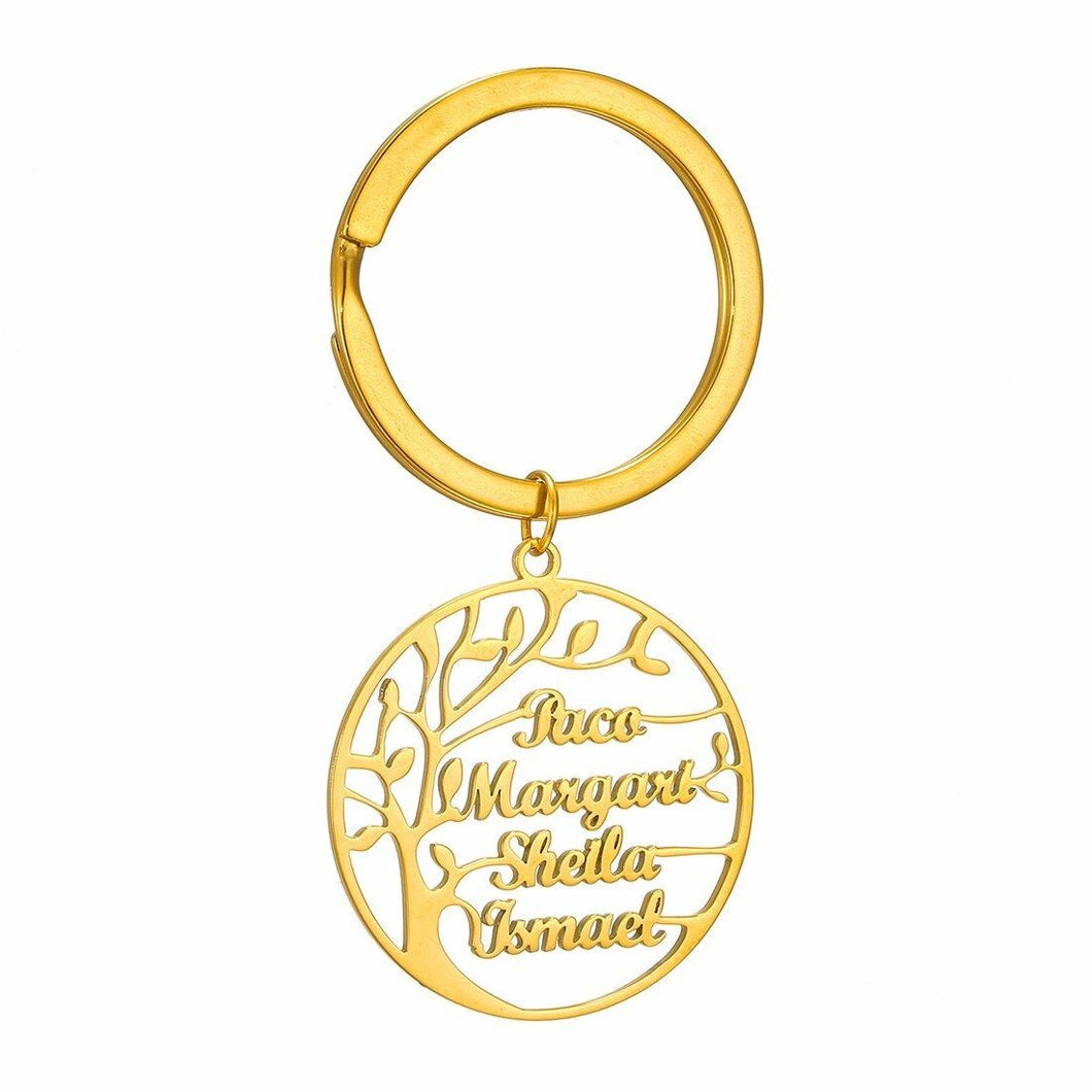 LOANYA Lebensbaum Schlüsselanhänger mit eingravierten Namen eConcept Store - Produkte für Dich Gold 