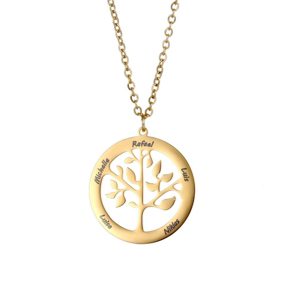 LOANYA personalisierte Halskette mit rundem Lebensbaum-Anhänger Loanya Gold 40 cm 