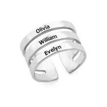 Lade das Bild in den Galerie-Viewer, LOANYA personalisierter Ring mit 3 Namen Loanya Silber 
