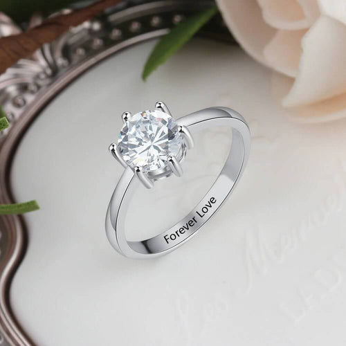 LOANYA Ring mit weißem Stein aus Silber mit Gravur eConcept Store - Produkte für Dich 16.5 
